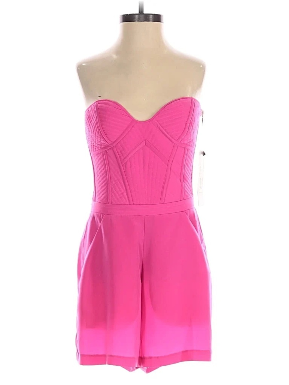Parker Strapless Hot Pink Quilted Bust Romper